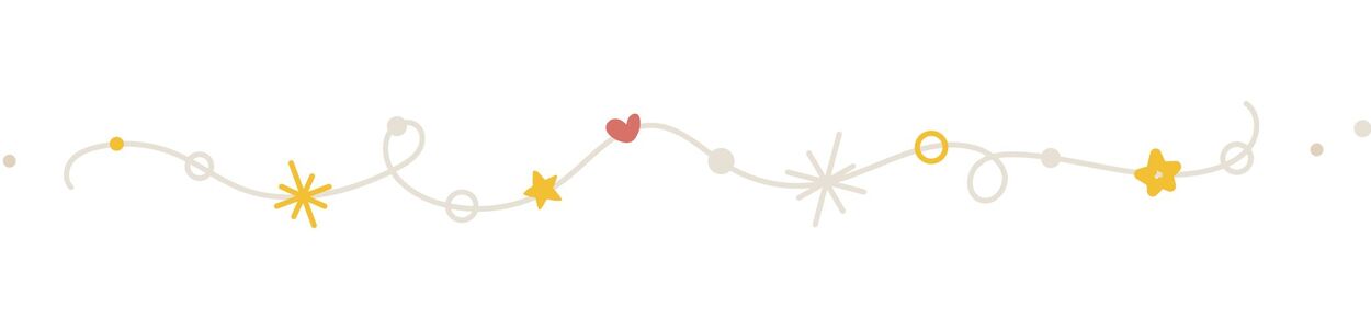 Decorative line with colorful stars and hearts for festive occasions.